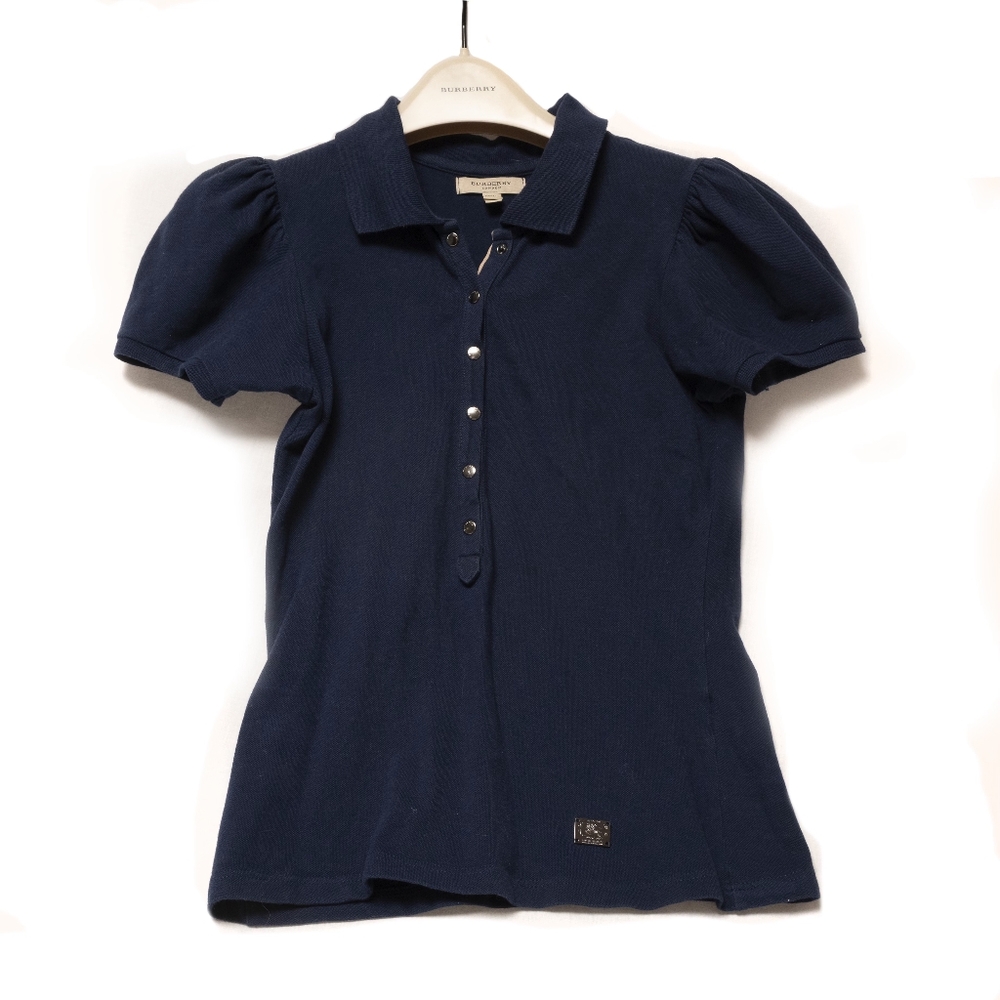 Blue vintage Burberry short,puffed sleeve shirt,size xs